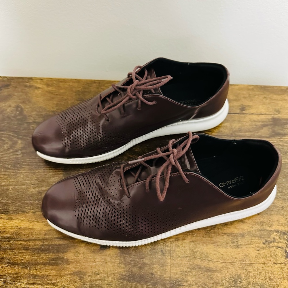 Cole Haan 2. ZeroGrand Laser Wing Oxford Shoes Dark Maroon/Plum Womens Size 8,5 - Picture 3 of 11